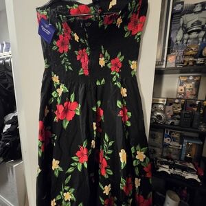 Vibrant Floral Strapless Dress